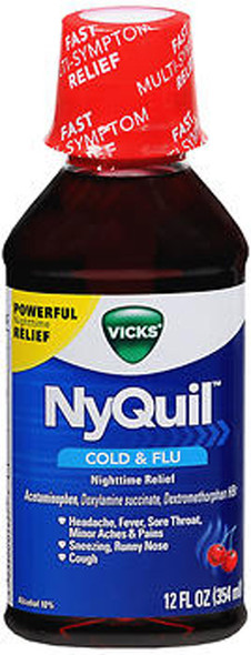 Vicks NyQuil Cold Flu Nighttime Relief Liquid Cherry - 12 oz