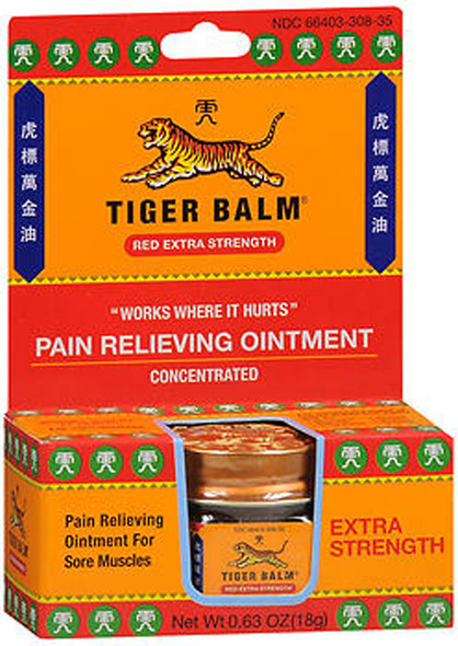 Tiger Balm Pain Relieving Ointment Red Extra Strength - 0.63 oz