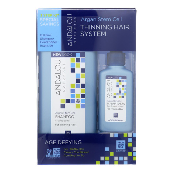 Andalou Naturals Thinning Hair System With Argan Fruit Stem Cells - 3 Pieces