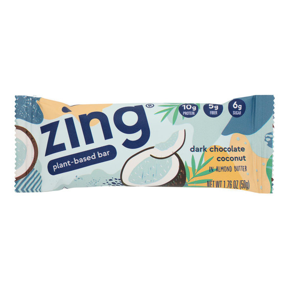 Zing Bars Nutrition Bar - Dark Chocolate Coconut - 1.76 Oz Bars - Case Of 12
