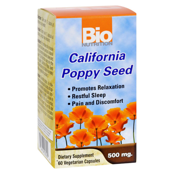 Bio Nutrition California Poppy Seed - 500 Mg - 60 Vegetarian Capsules