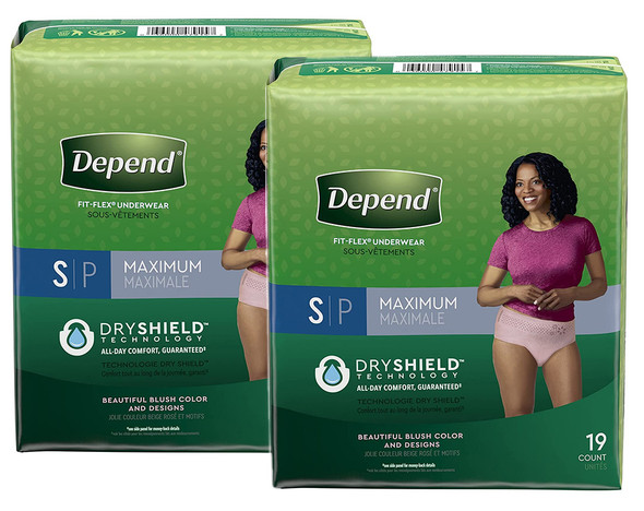 Depend Fit-Flex Underwear for Women Small Maximum Absorbency - 2 Packs of 19 ct