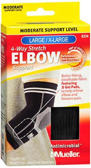 Mueller 4-Way Stretch Elbow Support Moderate Support Black Large/X-Large 6334 - 1 ea.