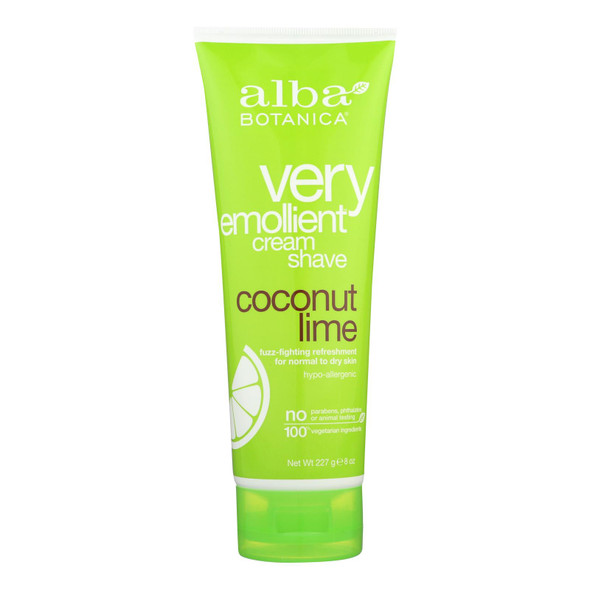 Alba Botanica Moisturizing Cream Shave For Men And Women Coconut Lime - 8 Fl Oz