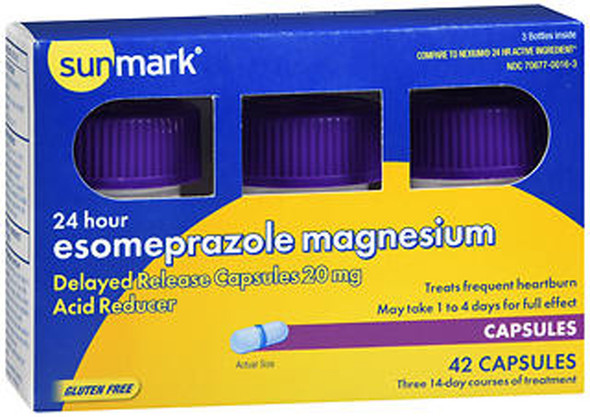 Sunmark 24 Hour Esomeprazole Magnesium Acid Reducer 20 mg Capsules - 42 ct
