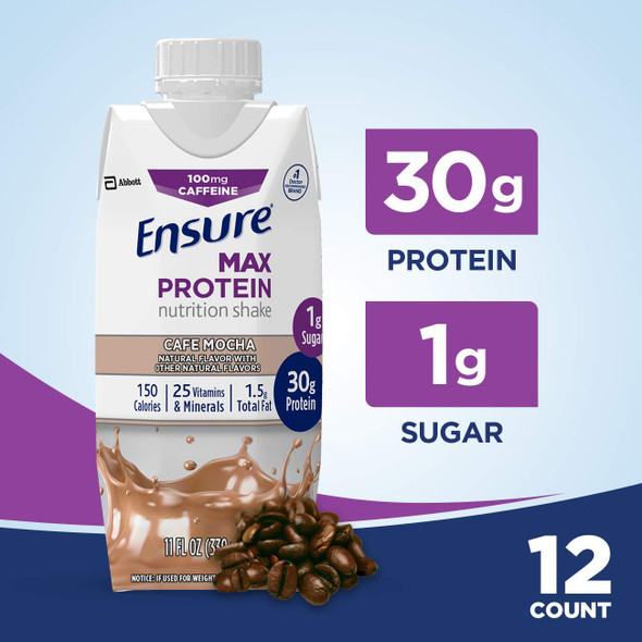 Ensure Max Protein Nutrition Shakes Cafe Mocha 11 oz - 12 Pack