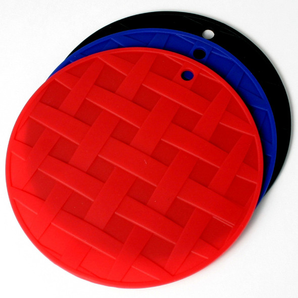 Silicone Trivet/Pot Holder, Weave - Red, Blue, or Black