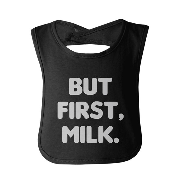 "But First, Milk" Baby Bib Cute Infant Bibs Baby Shower Gift