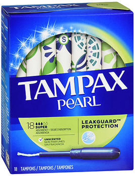 Tampax Pearl Tampons, Plastic Applicator, Super Absorbency - 18 ea.