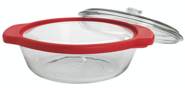 Anchor Hocking TrueFit Bakeware Glass Casserole Dish with Cover and Storage Lid, Cherry, 3-Piece Set
