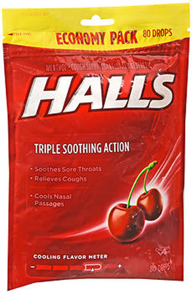 Halls Cough Suppressant Drops Cherry - 80 ct