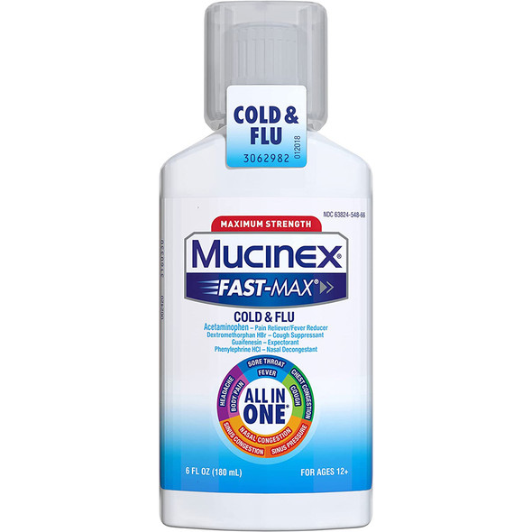 Mucinex Fast-Max Cold & Flu Maximum Strength Liquid - 6 oz