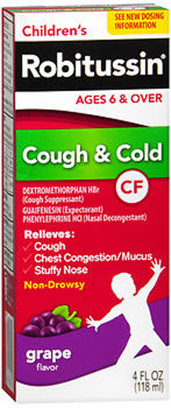Robitussin CF Children's Cough Cold Liquid Grape Flavor - 4 oz