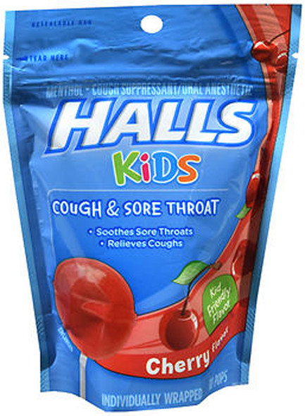 Halls Kids Cough & Sore Throat Pops Cherry Flavor - 10 ct