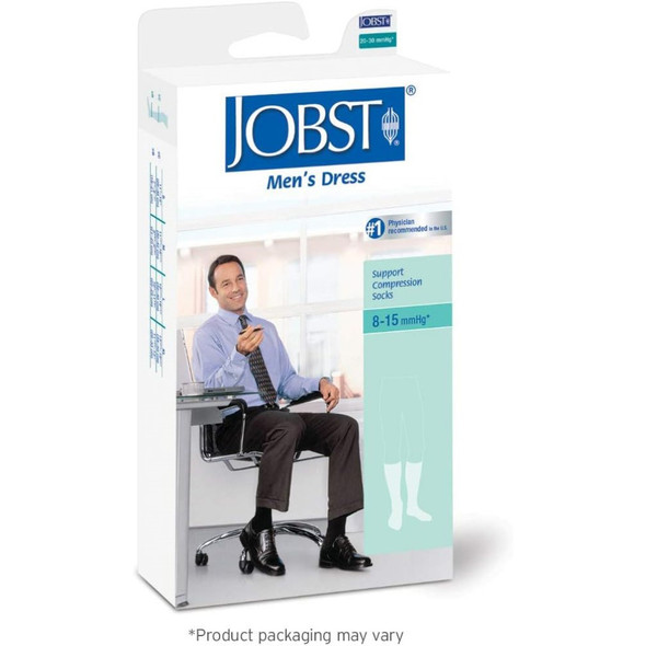 JOBST SupportWear Socks Men's Dress Knee High Mild Compression 8-15mmHg Black X-Large Close-Toe- 1 Pair