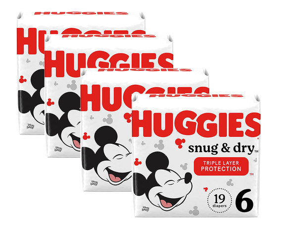 Huggies Snug & Dry Diapers Size 6 - 4 Packs of 19 ct