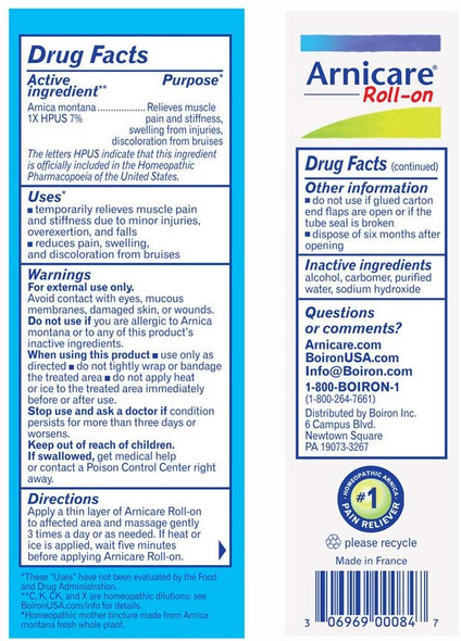 Boiron Arnicare Roll-on Homeopathic Medicine for Pain Relief, 1.5 Ounce