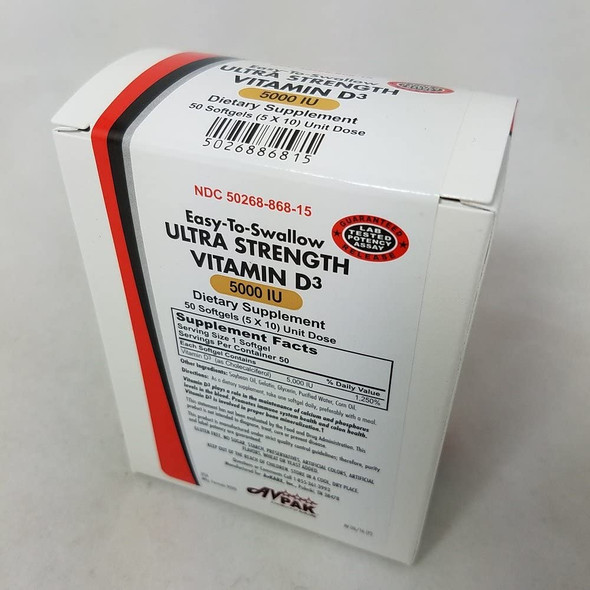 Vitamin D3 Ultra Strength 5000IU 50 Softgels per pack
