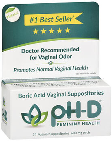 pH-D Boric Acid Vaginal Suppositories - 24 ct