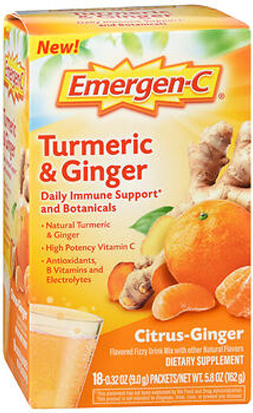 Emergen-C Turmeric Ginger Fizzy Drink Mix Citrus-Ginger - 18 ct