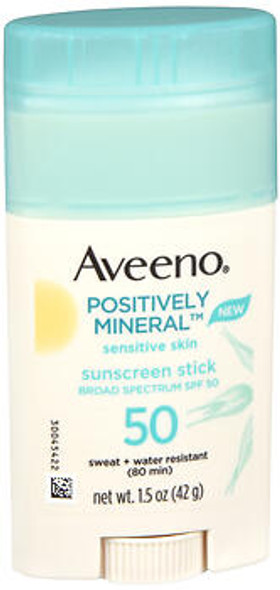 Aveeno Positively Mineral Sensitive Skin Sunscreen Stick SPF 50 - 1.5 oz