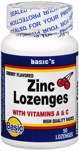 Basic Vitamins Zinc Lozenges Cherry Flavored - 50 ct