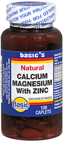 Basic Vitamins Calcium Magnesium With Zinc Caplets - 100 ct