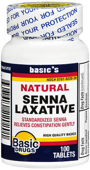 Basic Drugs Senna Laxative Tablets - 100 ct