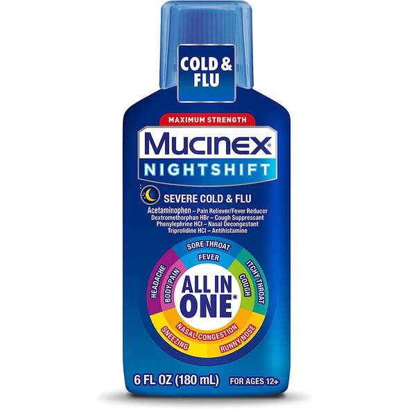 Mucinex Nightshift Severe Cold & Flu Liquid - 6 fl. oz.