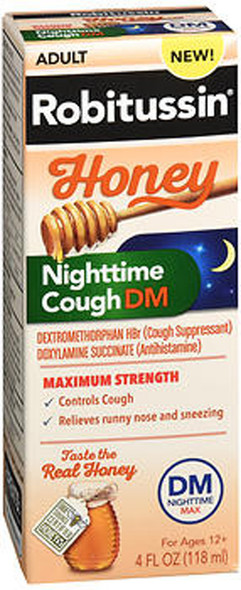Robitussin Adult Honey Nighttime Cough DM Liquid - 4 oz