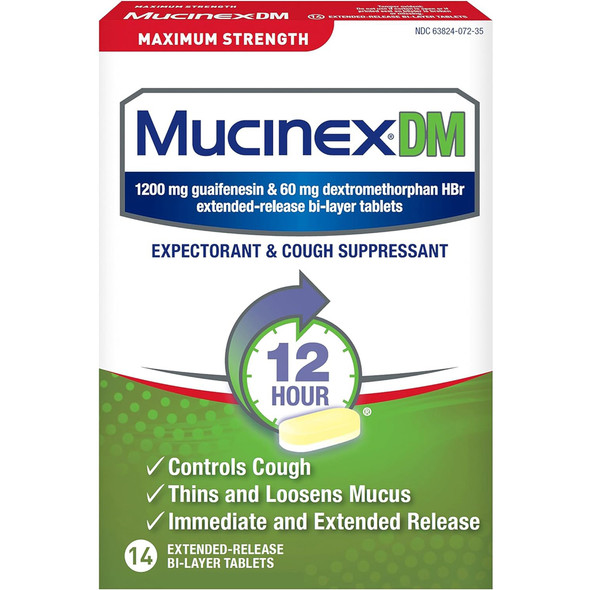 Mucinex DM Expectorant & Cough Suppressant Extended-Release Bi-Layer Tablets Maximum Strength - 14 ct