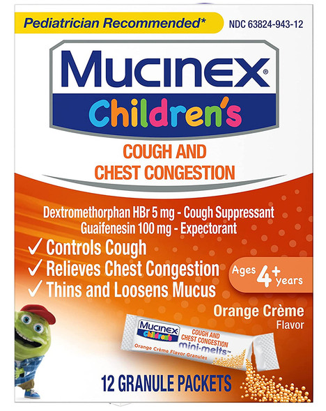 Mucinex Children's Cough Mini-Melts Packets Orange Creme Flavor - 12 Each