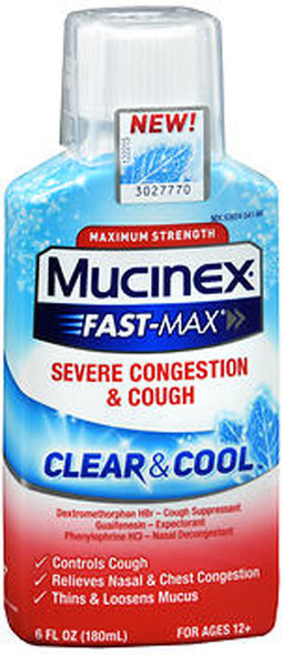 Mucinex Fast-Max Severe Congestion & Cough Clear & Cool Liquid - 6 oz