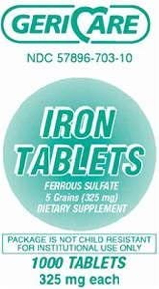 GeriCare Ferrous Sulfate 325 mg - 1000 tablets