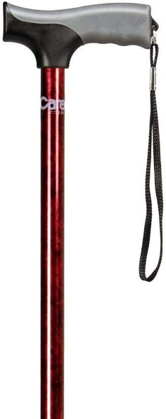 Carex Soft Grip Walking Cane - Height Adjustable with Wrist Strap - Latex Free Soft Cushion Handle, Red Marble