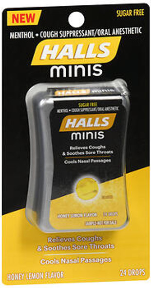 Halls Minis Sugar Free Drops Honey Lemon - 24 ct