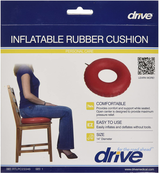 Drive Medical Inflatable Rubber Cushion, Red