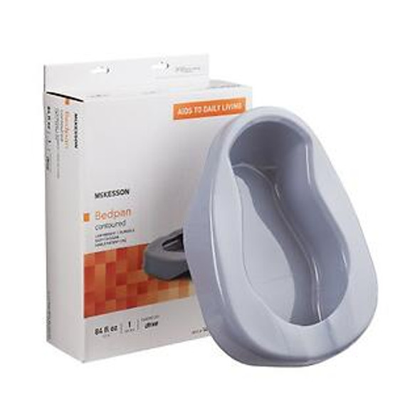 Mckesson Contoured Bedpan 4-1/4 inch, Gray 84 oz. / 2484 mL - 1 Each