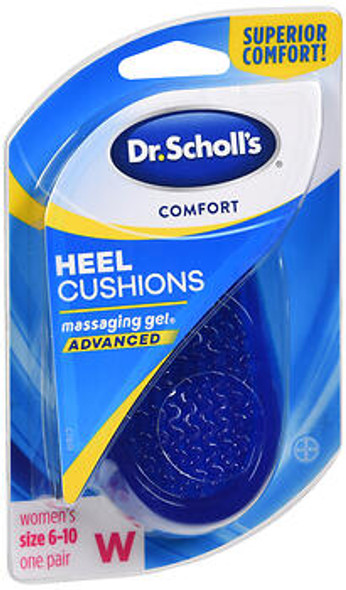 Dr. Scholl's Comfort Heel Cushions Advanced Massaging Gel Women's Size 6-10  - 1 PR