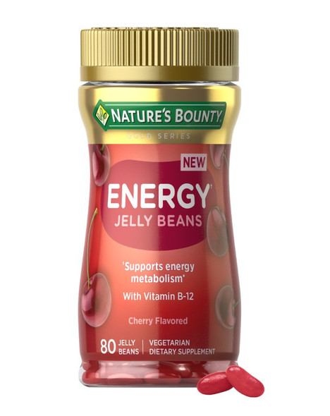 Nature's Bounty Energy Jelly Beans Vegetarian Cherry Flavored - 80 ct