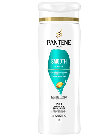 Pantene Pro-V Smooth & Sleek 2 in 1 Shampoo & Conditioner - 12 oz
