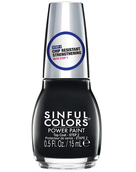 Sinful Colors Power Paint Nail Polish, Strengthening Top Coat 2640, 0.5 fl oz