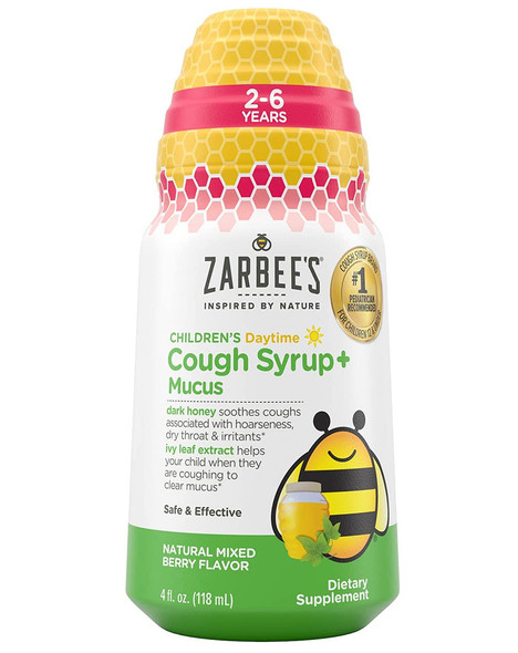 Zarbee's Children's Daytime Cough Syrup Plus Mucus, Natural Mixed Berry Flavor - 4 oz