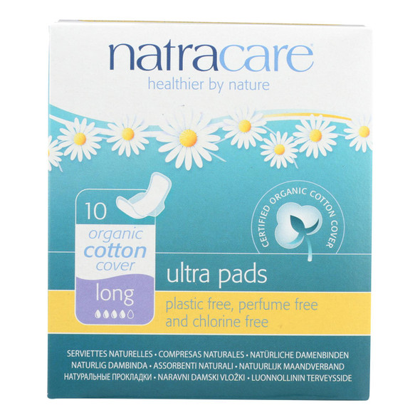 Natracare Natural Uitra Pads W/wings - Long W/organic Cotton Cover - 10 Pack