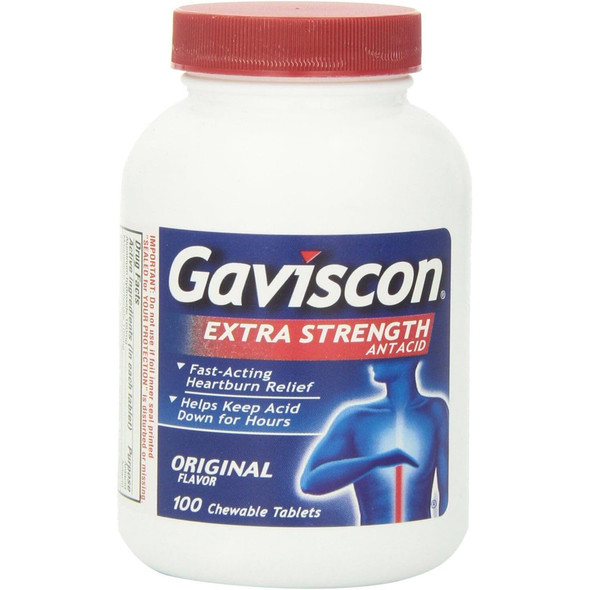 Gaviscon Chewable Tablets Extra Strength Original Flavor - 100 ct