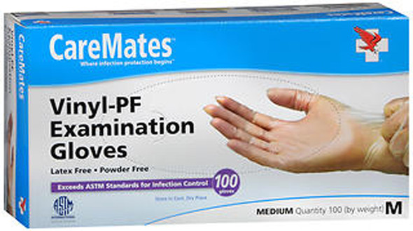 CareMates Vinyl-PF Examination Gloves Medium - 100 ct