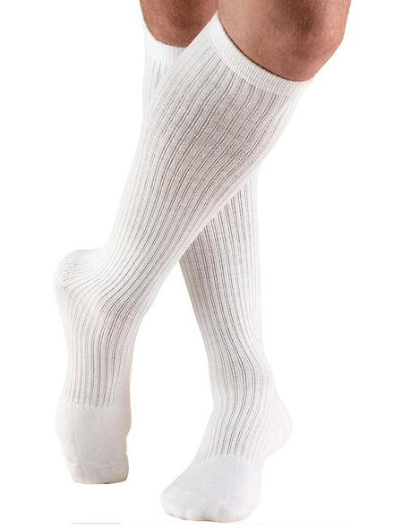 Truform Men's Compression Socks, 15-20 mmHg, Knee High White - Large