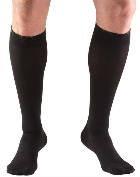 Truform 15-20 mmHg Compression Stockings for Men and Women, Knee High Length, Closed Toe, Black - Large