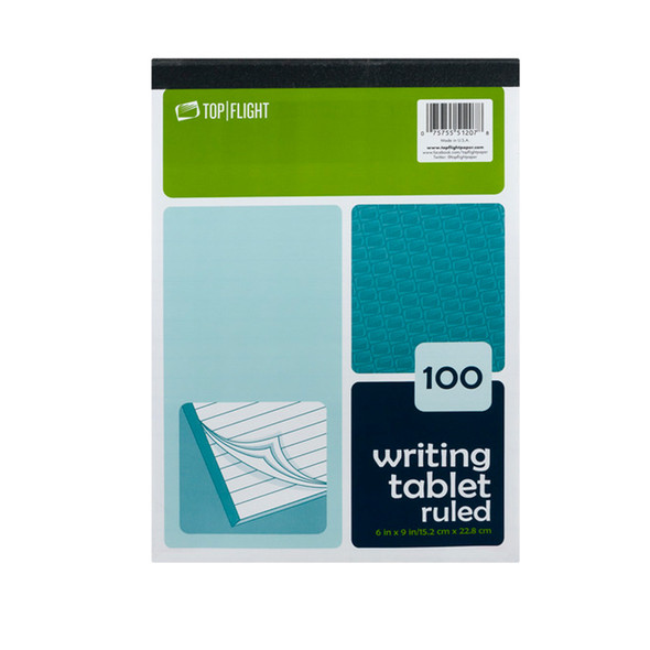 Top Flight Writing Tablet,100 Sheets Ruled - 1 ct