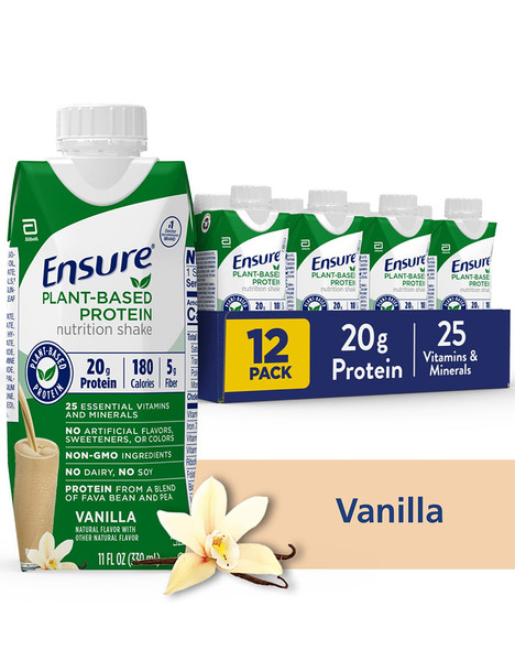 Ensure Plant-based Protein Nutrition Shake Vanilla, 11 oz each - 12 ct